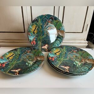 OPALHOUSE Melamine Dinner Plate Jungle Print Jungalow 11" set of 6 tropical